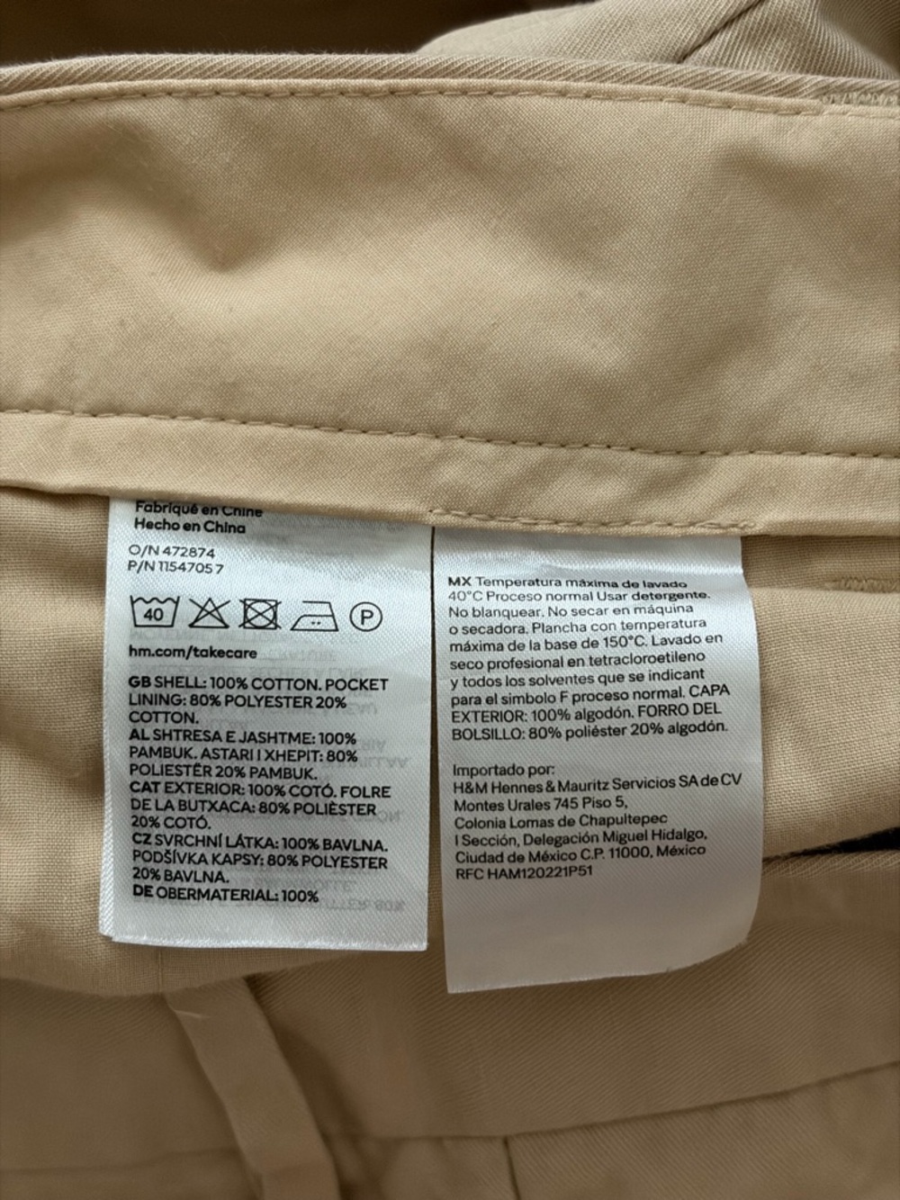 H&M Light Tan Chino Trousers - Picture 4 of 4